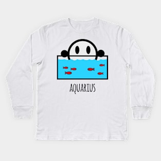 Horoscope - Cute zodiac – Aquarius (white) Kids Long Sleeve T-Shirt